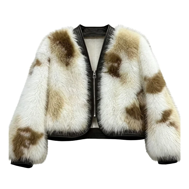 Faux fur Coat With Leather Trim suppliers