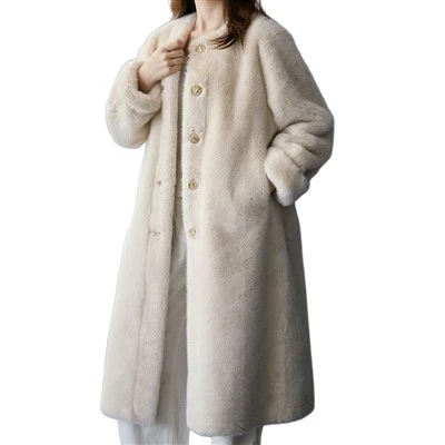 Double Breasted Faux Fur Overcoat