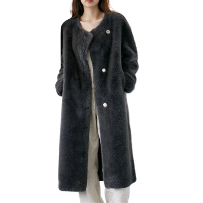 Faux Fur Jacket with A Round Neck