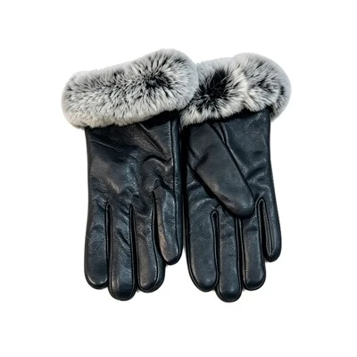Warm Gloves with Genuine Fur Trim