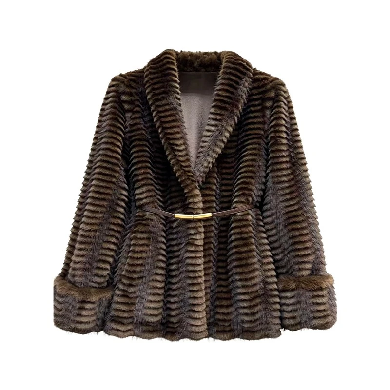 Striped Faux fur Coat best